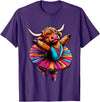 Scottish Highland Cow Ballet Dancer Ballerina Scottish Highland Cow Dancing T-Shirt - Purple