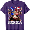 Highland Cow Lover Gift Co. 4th Of July Highland Cow Merica American Farm Men Women T-Shirt - Purple