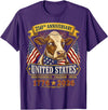Patriotic 250 Years of Freedom 1776-2026 250 Years America Cow Patriotic USA 4th of July T-Shirt - Purple