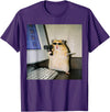 Funny Hamster Meme Cyber Hamster Meme Smoking Humor Computer T-Shirt - Purple