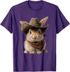Cute Bunny Rabbit Cowboy Hat Easter Day T-Shirt in Purple