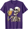 Halloween Skull Skeleton Drinking Beer Funny Kids Skeleton Drinking Beer Halloween Spooky Season Mens Womens T-Shirt - Purple