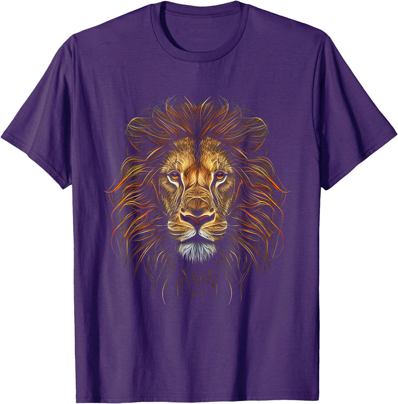 Cool Lions, Astrology And Horoscope Designs Lion Colorful Lions King of Animals from Africa T-Shirt - Purple