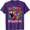 Colorful Rainbow Family Bear Autism Awareness Autism Grandma Colorful Rainbow Grandma Bear Autism T-Shirt - Purple