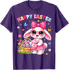 Happy Easter Coquette Easter Egg Rabbit Bunny Women Girl Kid T-Shirt in Purple