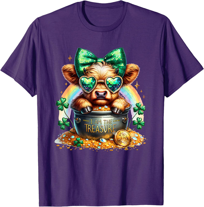 St. Patricks Day Highland Cow Highland Cow Tees St. Patricks Day Highland Cow Highland Cow T-Shirt - Purple