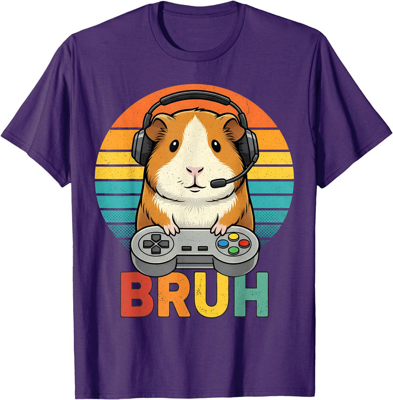 Gamer Guinea Pig Bruh Vintage Gaming For Boys Kids Gaming Guinea Pig Bruh Retro Guinea Pig Gamer Bruh Kids Boys T-Shirt - Purple
