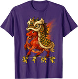 Chinese New Year of Fire Horse 2026 Funny Tee Year of The Fire Horse Zodiac Funny Chinese New Year 2026 T-Shirt - Purple
