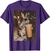 Rabbit Drinking Iced Coffee Funny Easter Bunny Men Women T-Shirt in Purple