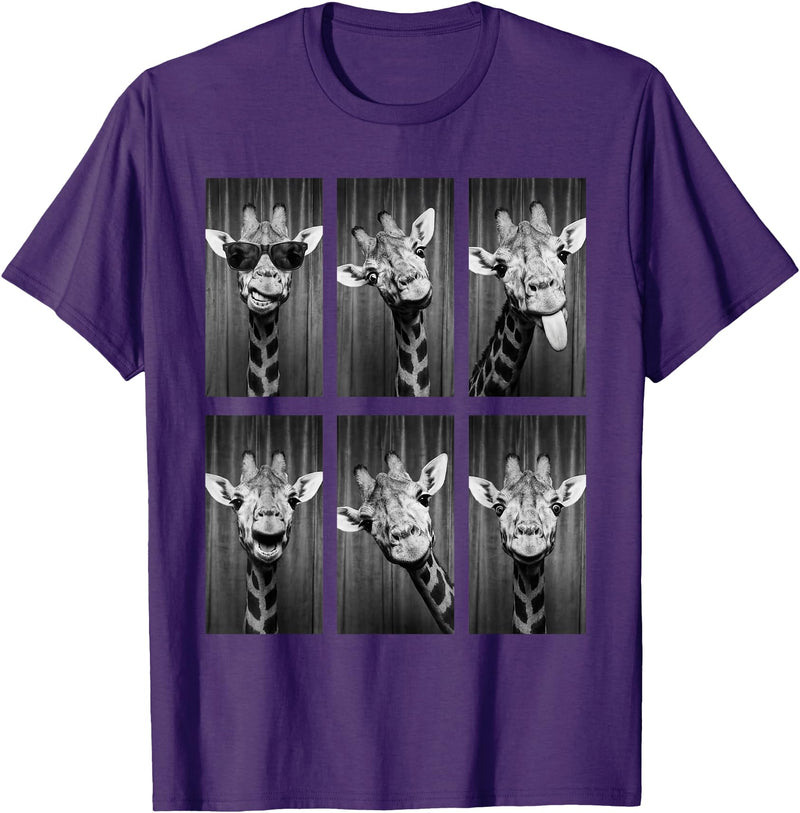 Funny Giraffe Animal Photobooth Giraffe Photobooth Funny Safari Animal Portrait T-Shirt - Purple