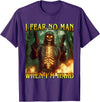 Oddly Specific Unhinged Cringe Unfiltered I Fear No Man When I'm Hard - Funny Hard Fire Skeleton Meme T-Shirt - Purple