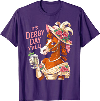 Funny Horse Talk Derby To Me Outfit Men Women Horse Racing It's Derby Day Yall KY Derby Horse 2026 T-Shirt - Purple