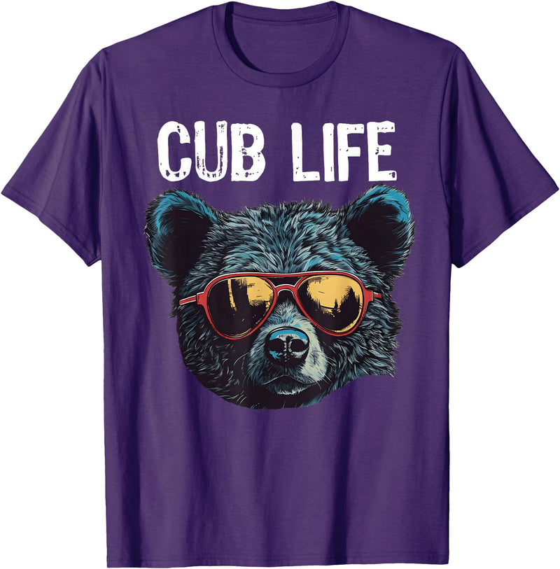 Matching Cute Bear Cub Designs for Boys & Girls Funny Bear Cub Boys Toddler Brown Black Mom Son Daughter T-Shirt - Purple