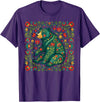 Nordic Scandinavian Folk Art Flower Designs Scandinavian Folk Art Bear Floral Pattern Nordic Animal T-Shirt - Purple