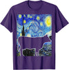 Funny Cow Van Gogh Famous Painting Cow Starry Night Van Gogh Funny Cow Farmer T-Shirt - Purple