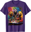 Noah&Friends Playing Card Pop Art Gambling Bears Playing Poker Cards T-Shirt - Purple