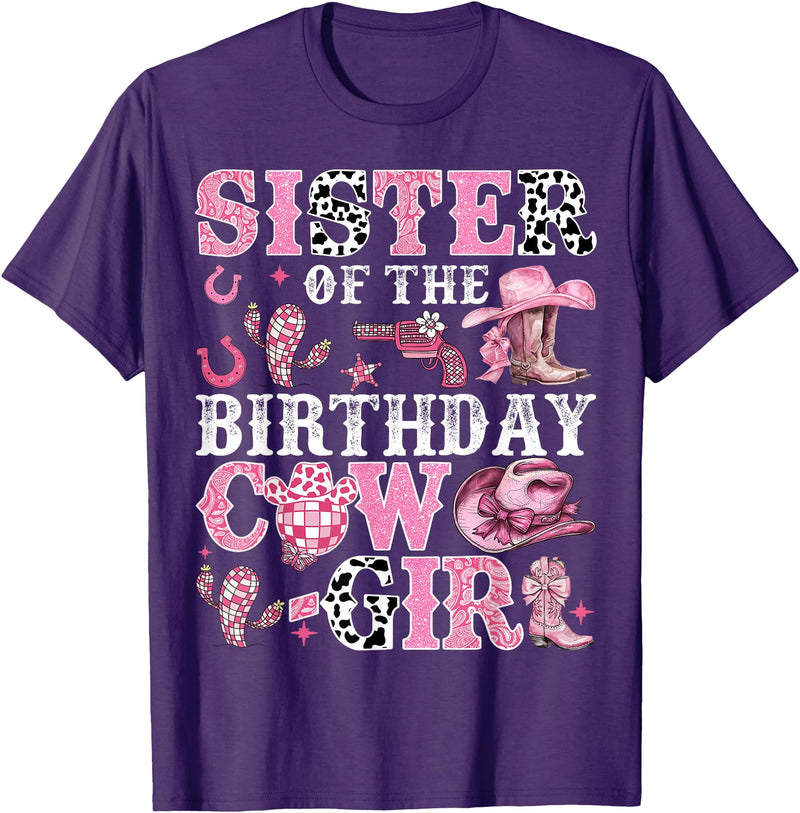Birthday Girl CowGirl Family Matching Sister Of The Birthday Cow-Girl Rodeo Cow Girl Birthday T-Shirt - Purple