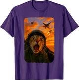 Funny Cats Fighter Jet Pilot Kitties Selfies Funny Screaming Cat Fighter Jet Pilot Kitty Selfie T-Shirt