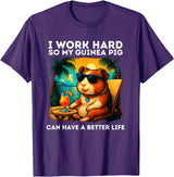 Guinea Pig Designs Funny Guinea Pig Lover Design I Work Hard Guinea Pig T-Shirt - Purple