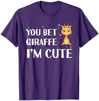 Funny Giraffe Shirts You Bet Giraffe I'm Cute - Giraffe Zoo Wildlife T-Shirt - Orange