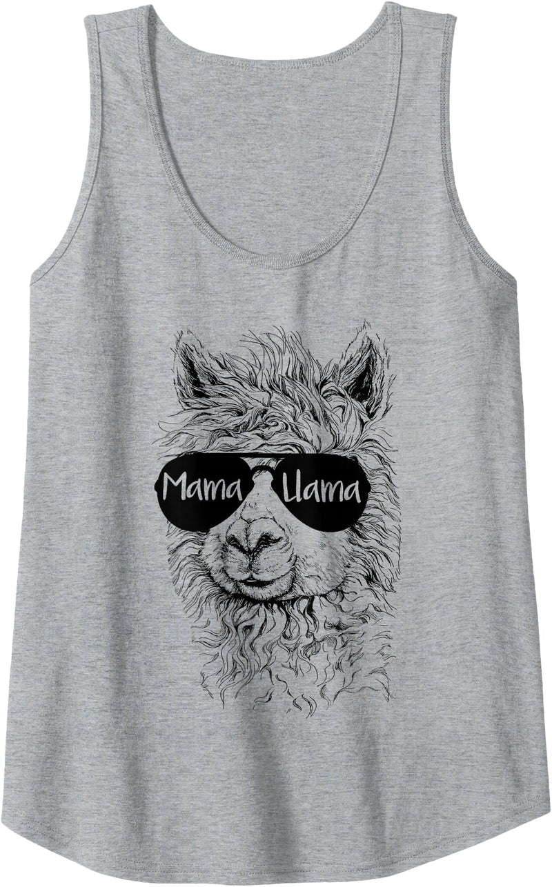 Mama Llama Funny Animal Apparel Womens Llama Lover Mama Llama Tank Top - Heather Grey