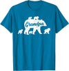 Matching Bear Family Apparel Vintage Grandpa Bear with 5 Cub Father's Day T-Shirt - Sapphire Blue