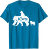 Artsy Mommy Bear Silhouette Nature Family Gifts Mama Bear 3 Baby Bear Cubs Following Riding on Back T-Shirt T-Shirt - Sapphire Blue