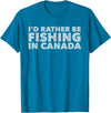 Fishing Trip Buddies Funny Designs I'd Rather Be Fishing In Canada Unisex-Adults Black Short Sleeve Classic Fit T-Shirt - Sapphire Blue