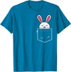 Bunny in Pocket Rabbit Lover Gifts for Women Men Kids T-Shirt in Sapphire Blue