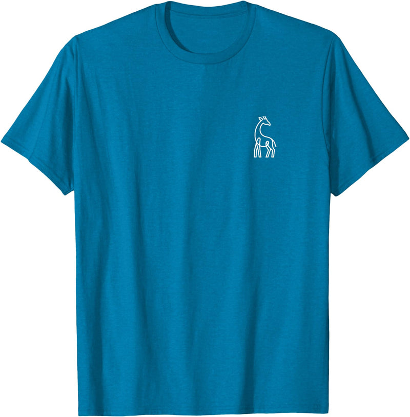 The Giraffe Apparel Co Giraffe Minimalist Badge Patch Line Art Animal T-Shirt - Sapphire Blue