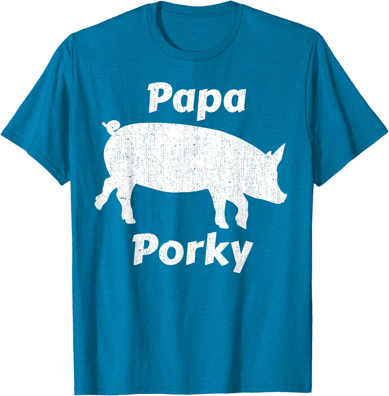 Papa Porky Pig Daddy Father Hog pork T-Shirt - Sapphire Blue
