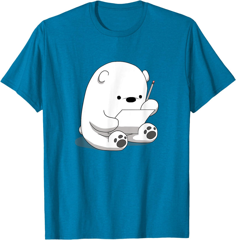 BoredKoalas Polar Bear Cartoon Fluffy Polar Bear Cute Arctic Animal Girls Gift T-Shirt - Sapphire Blue