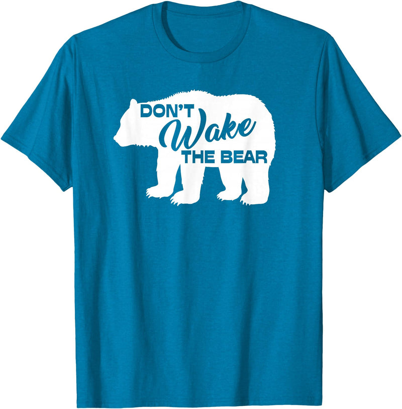 Don't Wake The Bear Hibernate Designs Don't Wake The Bear Funny Bear Silhouette Graphic Sleeping T-Shirt - Sapphire Blue