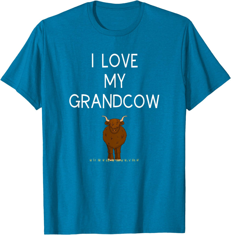 Best Pet Grandparents Ever I Love My Grand Cow Funny Highland Cow Lover Grandma Grandpa T-Shirt - Sapphire Blue