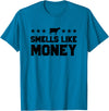 Calf to Cow Farming Apparel Smells Like Money Retro 90s Dairy Farm Gift Shirt T-Shirt - Sapphire Blue