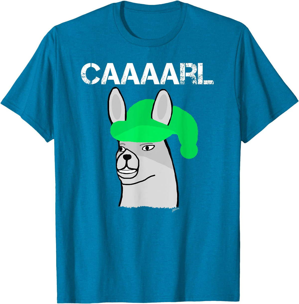 Llama Shirt Collection by Jean Olivier Funny Llama with Hats T-Shirt - Black, Small, Unisex-Adults, Classic Fit, Short Sleeve, Cotton 65% Polyester 35% - Sapphire Blue