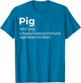 Awesome Barbecue Apparel, Clothing and Accessories Pig, a Magical Creature that Turns Vegetables Into Bacon T-Shirt - Sapphire Blue