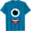 Planet Monster Face Funny Scary Monster Eyeball Face Easy Halloween Costume T-Shirt - Sapphire Blue