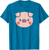 SHIRTSIDE PIG Pig Face Shirt Gift For Pig Lover T-Shirt - Sapphire Blue