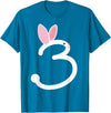 ThreeYear Old Gift Bunny Rabbit Numeral 3 for Girls and Boys T-Shirt in Sapphire Blue