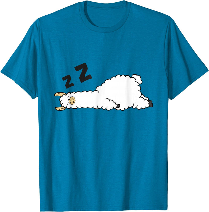 Sleeping Animals Tees And Gifts Llama Sleeping Tired Llama Napping Llama T-Shirt - Sapphire Blue
