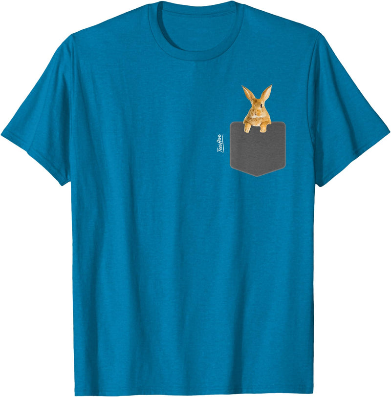Pocket Bunny - Men Rabbit Pocket T-Shirt in Sapphire Blue