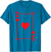 Playing Card Costume Tees - 2 Hearts Card - Two Card T-Shirt - Sapphire Blue