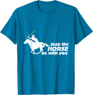 NickerStickers May the Horse Be With You | Equestrian Geek T-Shirt T-Shirt - Sapphire Blue