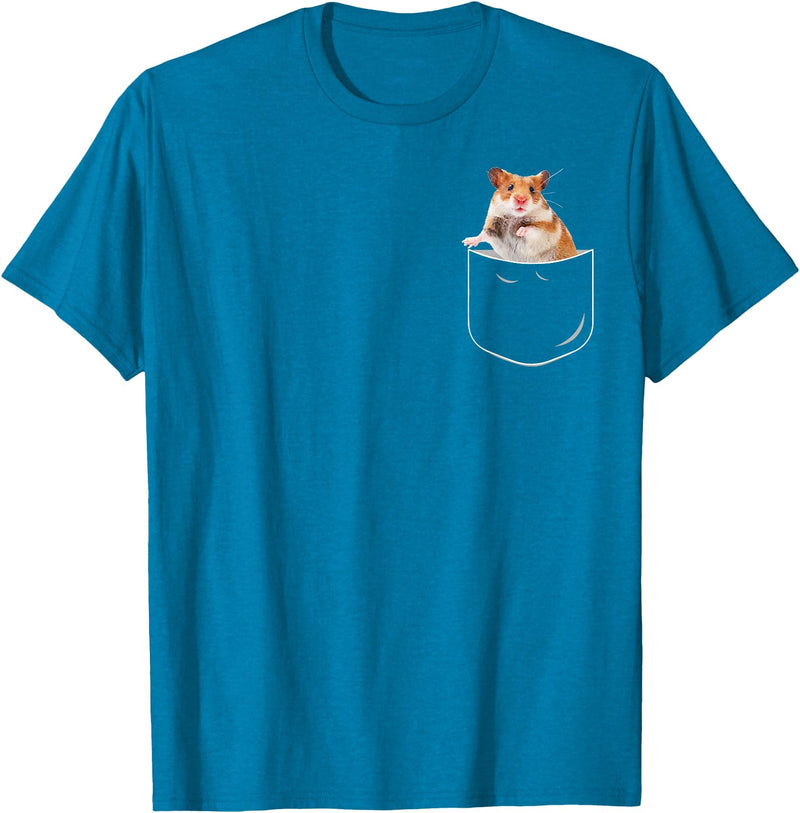 Pocket Hamster Shirt, Funny Hamster in Pocket Gift Tshirt T-Shirt - Sapphire Blue