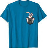Cute Rabbit Bag Lover Bunny Graphic T-Shirt in Sapphire Blue