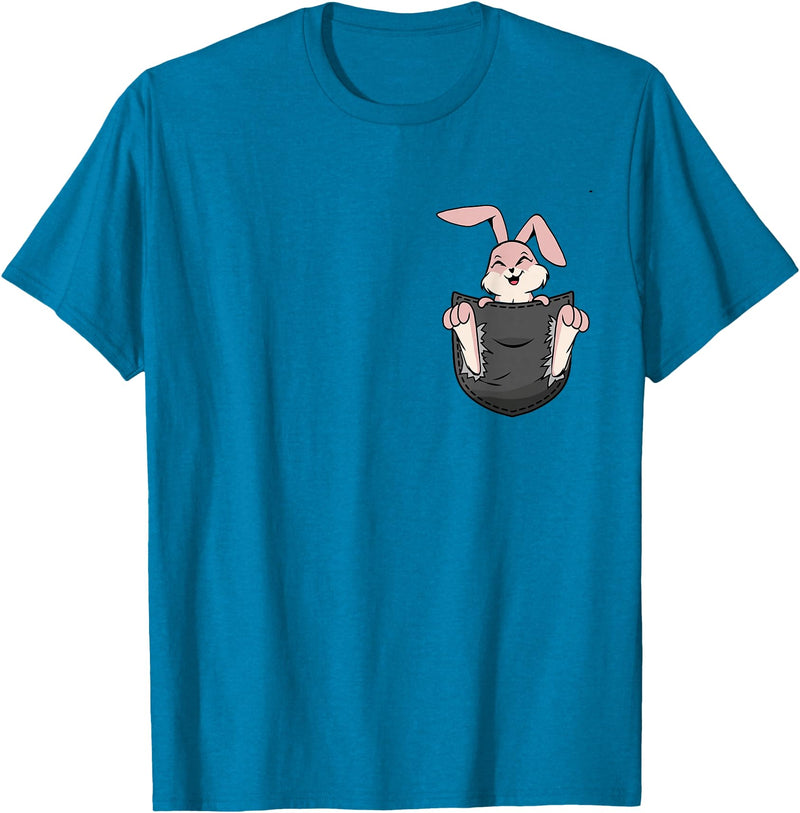 Cute Rabbit Bag Lover Bunny Graphic T-Shirt in Sapphire Blue