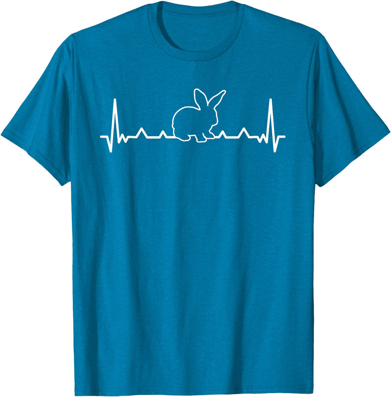 Rabbit Hearbeat Bunny Lover Pet Bunnies Owner Easter T-Shirt in Sapphire Blue