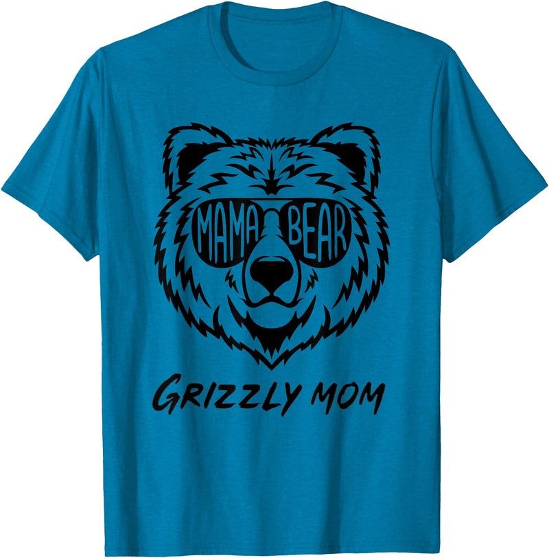 Mama Bear Grizzly Mom T-Shirt - Sapphire Blue