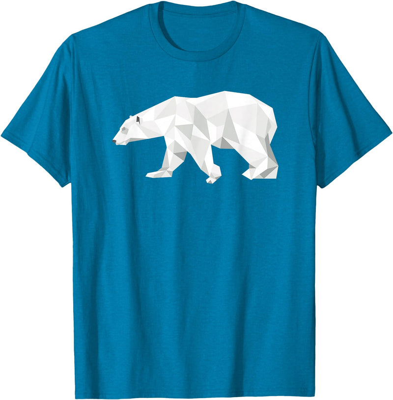 Geometric Patterns By DSMD Cool Polar Bear Geometric Pattern Boho Art Christmas Animal T-Shirt - Sapphire Blue